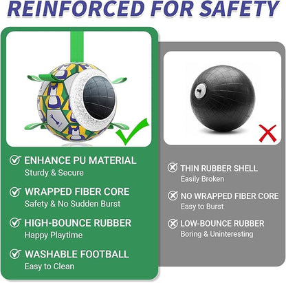 Interactive Dog Ball Toys, 2026 Dog Soccer Ball with Thicken Straps for Small Medium Breeds Tug of War, Small Herding Balls with Pump for Puppy Dogs Outdoor Play Training (Green, 6 Inch)