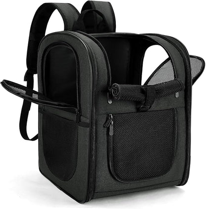 Apollo Walker Dog & Cat Carrier Backpack for 4-18lb Pets - Ventilated Safe Design with Padded Back Support, Breathable Mesh Pet Backpack for Hiking, Travel, Outdoor (Black)
