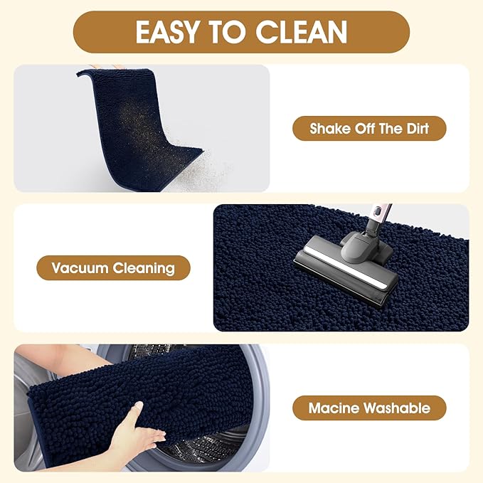 IM HOME Dog Door Mats for Muddy Paws, 30" X 20" Chenille Absorbent Doormat, Non Slip Heavy Dog Rugs for Muddy Paws, Soft Indoor Door Mat for Entryway, Mud Paw, Inside Floor, Navy Blue