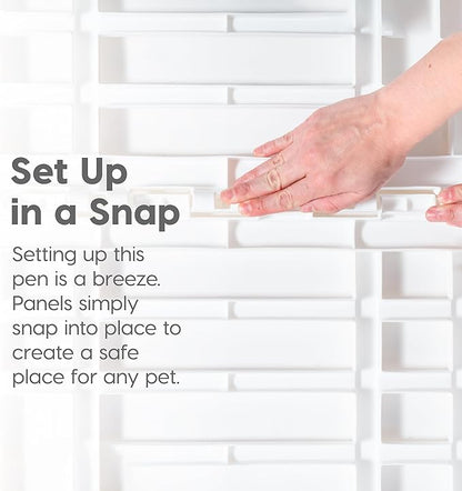 IRIS USA Dog Playpen 34" Tall Dog Playpen Indoor – 8-Panel Puppy Playpen with Door, 63 x 63 x 35, Extra Tall Dog Play Pen Indoors for Large Dogs, Plastic Pet Playpen, Indoor Dog Pen, White