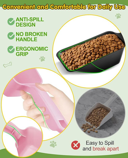 2 Pack Dog Food Scoop with 1 Cup and 2 Cup Capacity, Plastic Pet Food Measuring Scoops with Clear Measurement Lines for Dogs, Cats & More,Dishwasher safe (Pink and Black)