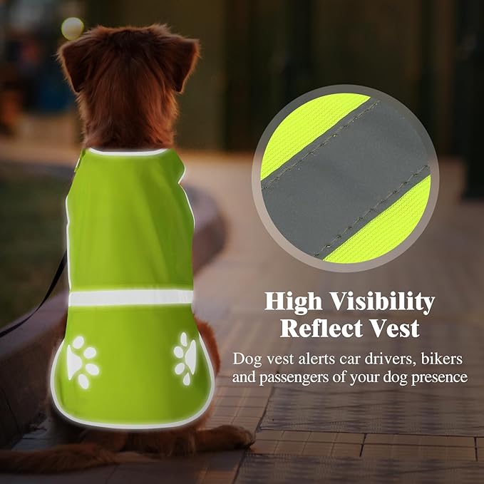 Candofly Reflective Dog Vest High Visibility Dog Hunting Vest Lightweight Safety Pet Jacket for Night Walking Camping (Neon Green, Medium)
