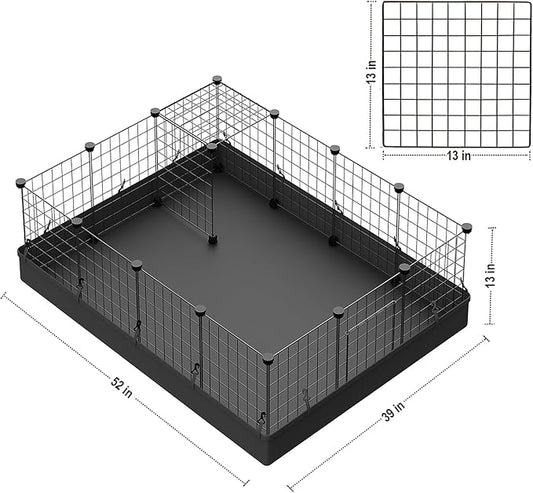 LANGXUN 16pcs Small Animal Playpen with Waterproof Mat, Pet Playpen, Rabbit Guinea Pig Cages, Puppy Kitten Playpen | Indoor & Outdoor Portable Metal Wire Yard Fence 13"x13"