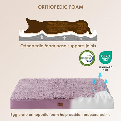 EHEYCIGA Orthopedic XL Dog Beds for Extra Large Dogs with Removable Washable Cover for Crate, Fog Purple, 41x27