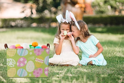Rectangular Green Easter Basket,Easter Gift Basket Empty,Toys/Books Box,Room Decor(Green Easter Egg)