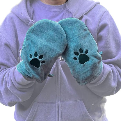 Penny & Niko Microfiber Pet Towel Mitts - Paw Cleaning and Drying Mitts/Gloves for Dogs and Cats (Sky Blue/Gray, Standard - 4 Pack)