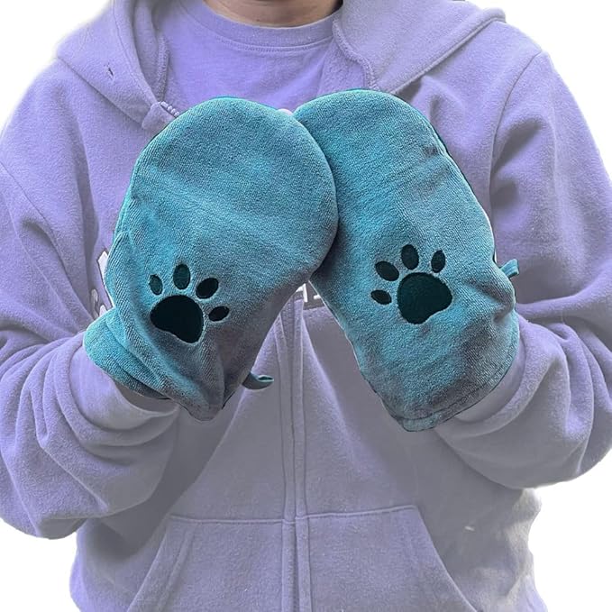 Penny & Niko Microfiber Pet Towel Mitts - Paw Cleaning and Drying Mitts/Gloves for Dogs and Cats (Sky Blue, Standard - 4 Pack)
