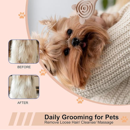 Cat-Ear Design Puppy Brush, Gentle Soft-Bristle Small Dogs Plastic Detangling Grooming Tool, Fit for Yorkie Shih Tzu Maltese Maltipoo (Apricot)