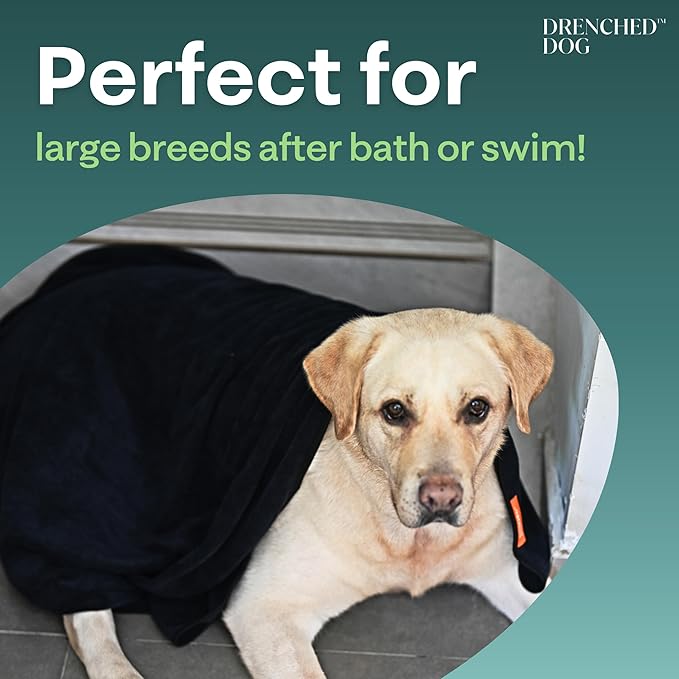 Microfiber Dog Bath Towel – Large Dog Drying Towel (47 x 31.5 in) – Ultra Absorbent Pet Towel for Bath Time, Swimming & Wet Dogs