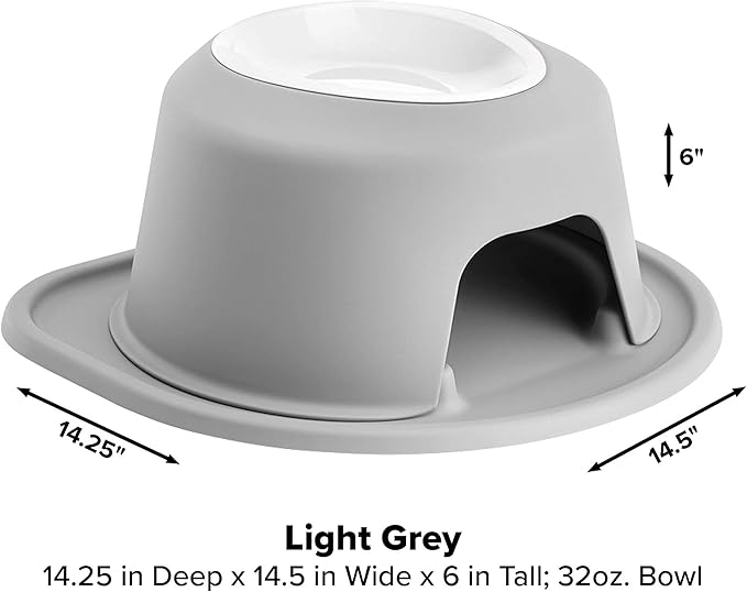 WeatherTech Single High Pet Feeding System w/Plastic Dog/Cat Bowls - 6" High Stand Light Grey (PSH3206LGLG)
