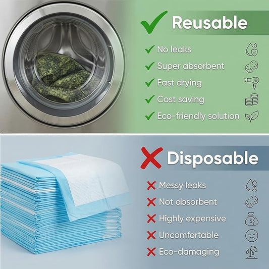 Washable Training Pads for Dog Pee Pads for Dogs - Reusable & Super Absorbent Puppy Pads Pet Potty Crates Dog Supplies Puppy Essentials Green/Multi 24" x 36", 2 Pack
