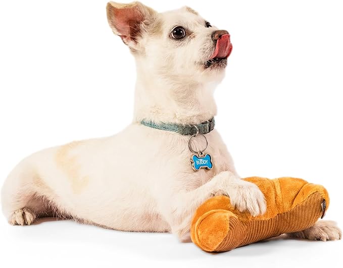 P.L.A.Y. Cute Plush Dog Toys - Brunch Food Themed Durable Squeaker Chew Toy, Great for Puppies & Small, Medium, Large Dogs - Machine Washable, Recycled Materials (Pup's Pastry Croissant, X-Small)