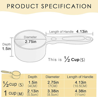 SUPERDESIGN 1/2 Cup Dog Food Scoop for Container Melamine Measuring Scoop for Dogs Cats Birds and Rabbits Pet Food Feeding Scoop Dishwasher Safe - White