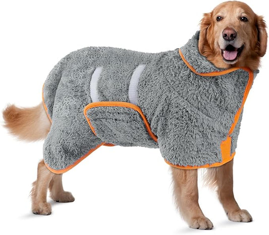 Bienbee Dog Bathrobe, Quick Drying Super Absorbent Dog Robes for After Bath, Warm Keeping Dogs Towel, Dogs Bath Supplies, Gray XL