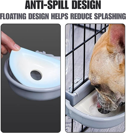 Automatic Pet Food Water Dispenser, Auto Gravity Pet Feeder Water Bottle Set for Crate, Feeding Station for Small Dog Cat Rabbit Guinea Pigs Chinchilla Ferret Hedgehog (Gray)
