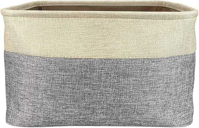 Personalized Foldable Storage Basket with Lovely Dog Yorkie Collapsible Sturdy Fabric Pet Toys Storage Bin Cube with Handles for Organizing Shelf Home Closet, Grey and White