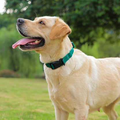 Waterproof Dog Collar, Easy to Clean Rubber Dog Collars with Quick Release Buckle Fits Small Medium or Large Dogs (Emerald Green, M < 11.8-18.5 inch)