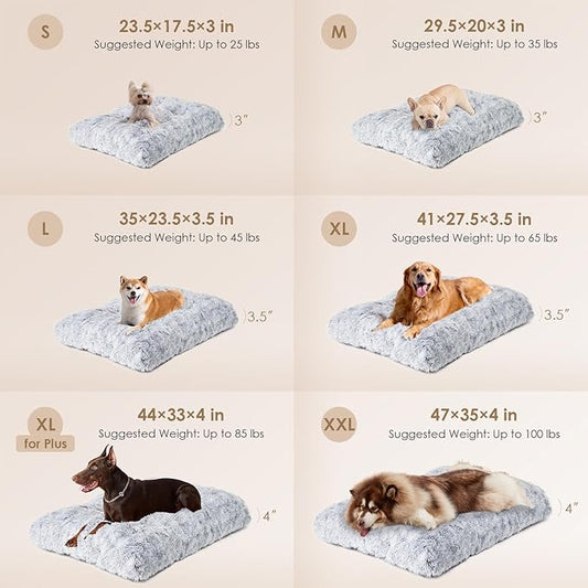 EHEYCIGA Fluffy Dog Crate Bed for Small Dogs, Plush Faux Fur Crate Pad, Calming Anti Anxiety Small Dog Bed