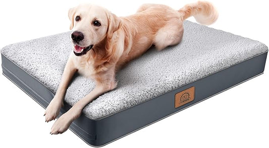 Sunheir Orthopedic Dog Beds for Small Dogs, Waterproof Puppy Bed with Removable Washable Cover, Non-Slip Bottom and Egg-Crate Foam, (Grey, 24.0" L x 16.0" W x 3.0" Th)