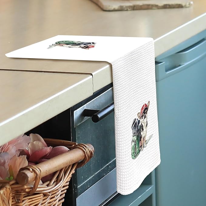 Golf Dog Kitchen Towels - Chihuahua Dish Towels, Sports Gifts, Pet Golf Club Decorative Absorbent Dishcloths Hand Towels for Kitchen Gym Spa Decor 16x24 Inches