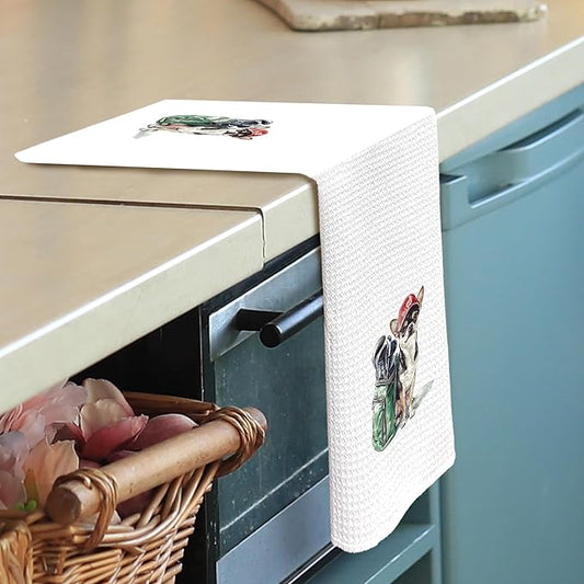 Golf Dog Kitchen Towels - Chihuahua Dish Towels, Sports Gifts, Pet Golf Club Decorative Absorbent Dishcloths Hand Towels for Kitchen Gym Spa Decor 16x24 Inches