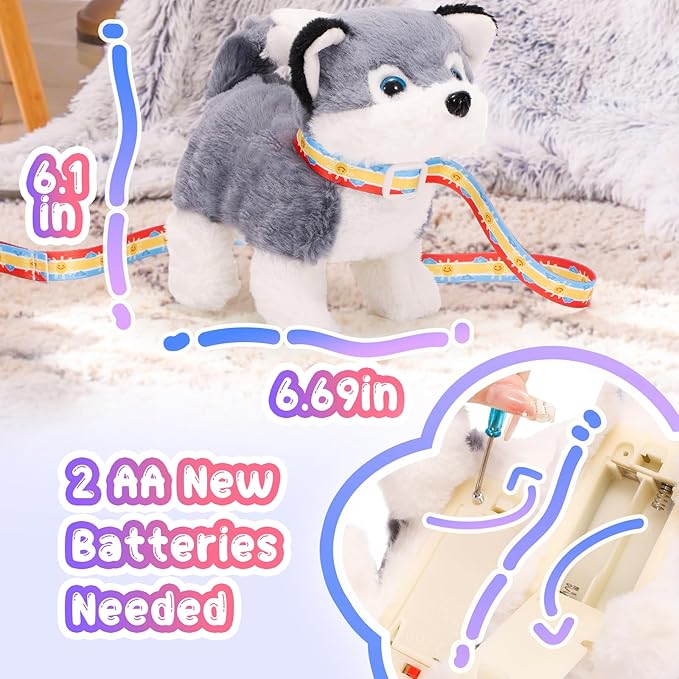 Tagitary Plush Toy Electronic Dog Toys for Kids,Interactive Pet Puppy Walking,Barking and Tail Wagging,Fake Dog Toy with Leash,Easter Christmas Birthday Gift for Toddlers Kids