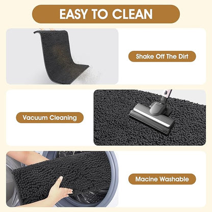 IM HOME Dog Door Mats for Muddy Paws, 30" X 20" Chenille Absorbent Doormat, Non Slip Heavy Dog Rugs for Muddy Paws, Soft Indoor Door Mat for Entryway, Mud Paw, Inside Floor, Dark Grey