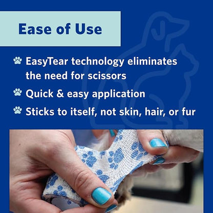 PetFlex No Chew – Flexible Self-Adhering Elastic Bandage for Wound Care – First Aid Wrap for Small Animals Like Dogs, Cats, and Other Pets - 3 inch, 2 Rolls