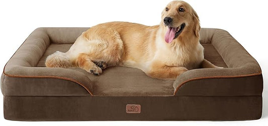 Bedsure XL Plus Orthopedic Dog Bed for Extra Large Dogs - Washable XLarge Dog Cat Bed Waterproof, Comfort Dogs Couch Sofa with Washable Removable Cover, Pet Bed with Nonskid Bottom, Brown, 48"