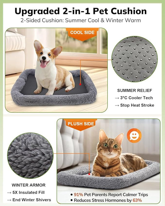 Morpilot Portable Cat Carrier - Soft Sided Cat Carrier for Medium Cats and Puppy up to 15lbs, Pet Carrier with Locking Safety Zippers, Foldable Bowl, Airline Approved Travel Dog Carrier - Light Gray