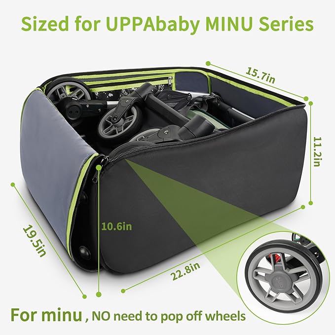 YOREPEK Padded Stroller Bag for Airplane Travel Fits for UPPAbaby MINU,MINU V2,MINU V3, Gate Check Stroller Bag with Large Inner Mesh Pocket, Sturdy Stroller Storage Backpack for Accessories