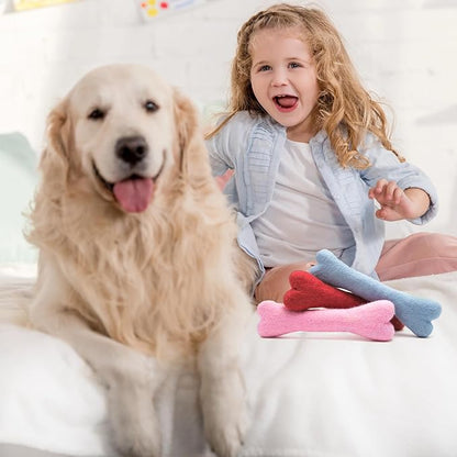 Glaciart One Felted Wool Dog Chew Bone (3 Pcs)| Durable for Puppy Chew for Teething & Dog Teeth Cleaning | Pet Toys Fetch Games & for Anxiety/Boredom | Great for Small or Medium