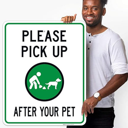 Clean Up After Your Dog Sign, Please Pick Up After Your Pet Sign, 24x30 Inches, Rust Free .063 Aluminum, Fade Resistant, Indoor/Outdoor Use, Made in USA