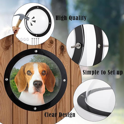 2 Pack Dog Fence Window, Plastic Pet Dome Clear View Pet Peek Window for Dog, Cat, Horse, Pet Supply, 12.4 x 4.9 Inch