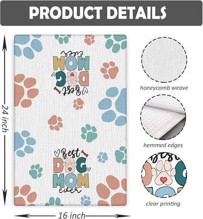 Dog Mom Gifts Kitchen Towels, Dog Lovers Owners Gifts for Women, Colorful Dogs Paws Hand Towels for Bathroom, 16x24 Inches