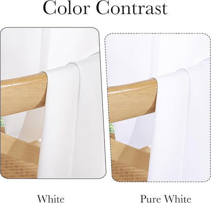 NICETOWN White Privacy Sheer Long Curtains 120 Inch Length for Bedroom Living Room 2 Panels Set Non-See-Through Semi Sheer Curtains Light Filtering Window Drapes, 42" W