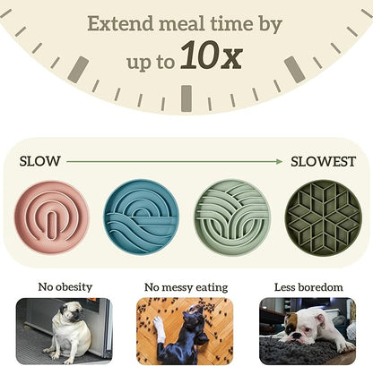 OHMO Slow Feeder Dog Bowls(Sage Green, 7.3") for Medium Small Large Breeds, Non-Slip Slow Feeder Cat Bowl with Suction Cup, Durable Food-Grade Silicone, Anti-Chocking and Anti-Bloat