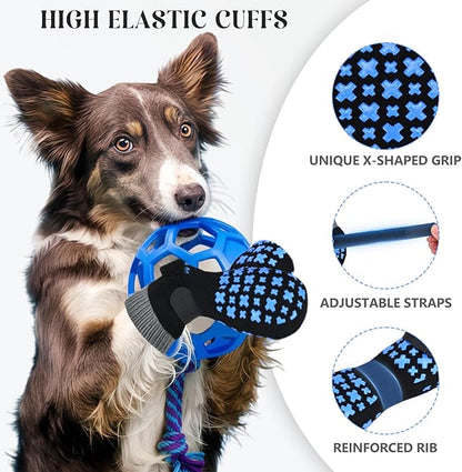Non-Slip Dog Socks for Hardwood Floors Anti Slip Double-Sided Grippy Socks for Senior Dogs to Prevent Licking Paws, Scratching & Hot Pavement Premium Dog Paw Protector with Grippers Black XL