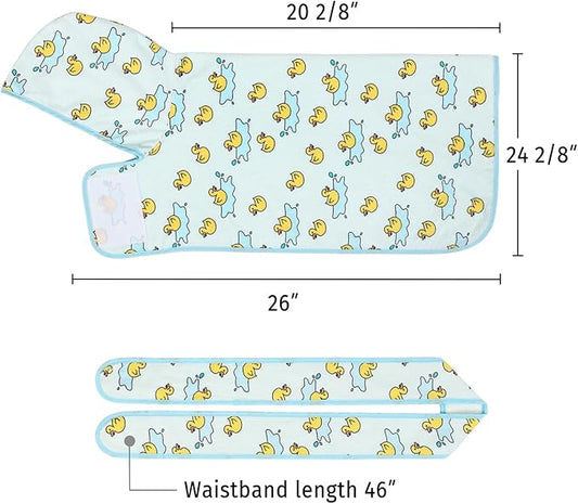HDE Dog Bathrobe Super Absorbent Quick Drying Puppy Towel Wrap Coat Adjustable After Bath Robes with Hood for Dog Sizes S-XXL Rubber Duck Puddles M