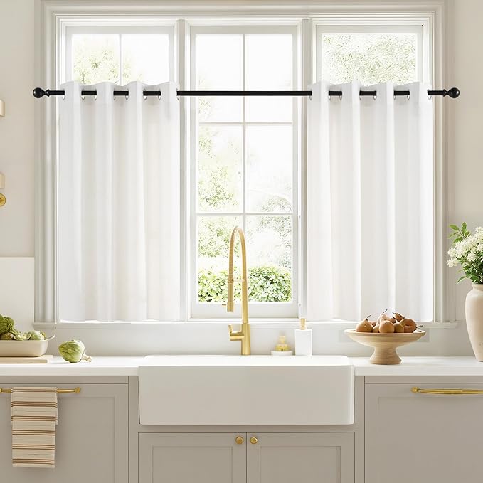 NICETOWN Non-See-Through White Privacy Sheer Curtains 45 inches Long 2 Panels, 52" Wide Grommet Window Curtains Drapes for Living Room Bedroom- Light Filtering Home Decoration