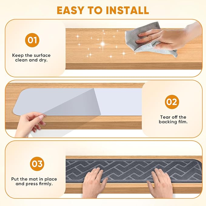 15 Pack 8 "X 30" Non Slip Stair Treads for Wooden Steps, Carpet Stair Treads Made of Polyester and Reusable Adhesive, Stair Runner Rugs for Kids, Elders and Dogs Pets (Gray)