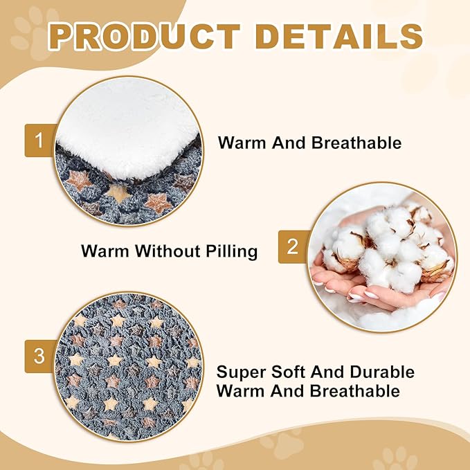 Dog Cat Bed Mat, Soft Coral Fleece Pet Cushion Pad with Cute Star Print, Warm Washable Pet Bed 19x13 Inches, (Dark Gray), Intended for Medium Small Dog Cat