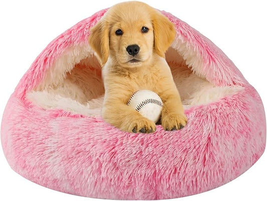 Dog Beds for Small Dogs, Cat Bed Cave, Washable Cute Cat Bed, Cozy Nook Pet Bed for Dogs or Cats, Anti-Slip Puppy Bed Fits up to 12 lbs Pets(Pink, 20" x 20")