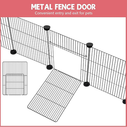 32 Panels Small Animal Playpen,47.5" x 23.7" x 31.5" Pet Playpen with Upgrade Waterproof Mat,C&C Cage for Guinea Pigs, Rabbit/Bunny Cage, Bunny/Puppy Play Pen, Indoor Outdoor Portable Metal Fence
