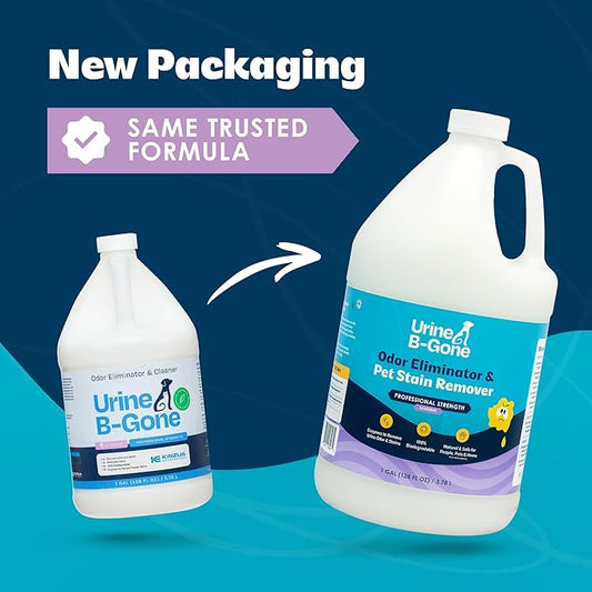Urine B-Gone, Professional Enzyme Odor Eliminator & Pet Stain Remover, Human, Cat & Dog Urine Cleaner, Effective on Laundry, Carpets & More, Lavender Scent, 1 Gallon