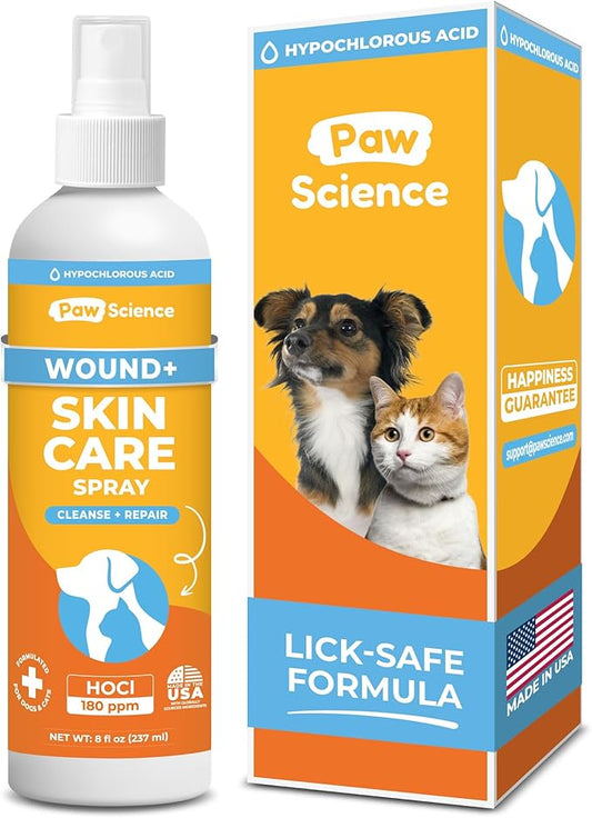 Skin & Wound Care Spray for Dogs & Cats – Lick-Safe Antiseptic Healing Aid, Itch Relief & Skin Repair Treatment for Hot Spots, Rashes, Cuts, Burns, & Irritation