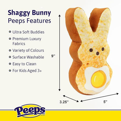 Animal Adventure | 9" Hash Browns Brunch Shaggy Bunny Peeps Plush | Easter Basket Stuffed Animals for Kids | Marshmallow Candy | Huggable Soft Plushie Stuffers Buddy Toy | Collectable Gifts | Aged 3+