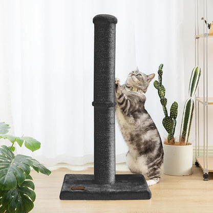 Karolpar 34inch Cat Scratching Post with Natural Sisal Rope 4.3Inch Large Diameter Scratcher Post Tree for Indoor Cats Black