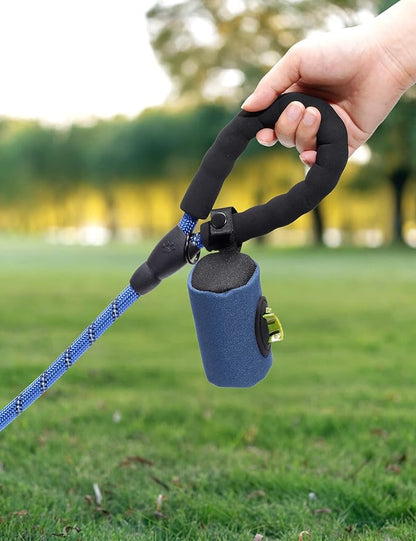 Gobeigo【Easy Pull-Out Version】 Dog Poop Bag Holder,【2-in-1 Hard Plastic Insert & Soft Fabric Bag】Snap-On Strap Dispenser Fits Retractable and Standard Leashes with 1 Roll Bags (Navy Blue)