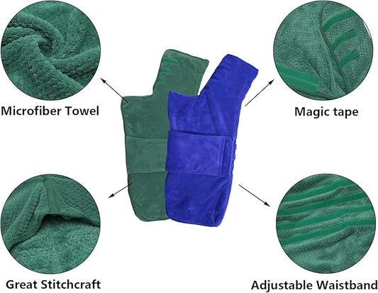 Geyecete 2 Pack Dog Bathrobe Towel Dog Drying Coat-Dry Fast Dog Bag-Pineapple Grid Fast Drying Super Absorbent Pet Dog-Blue/Green-M